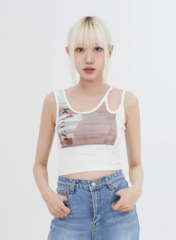 Cut Out Graphic Top IU313 sold by Lewkin