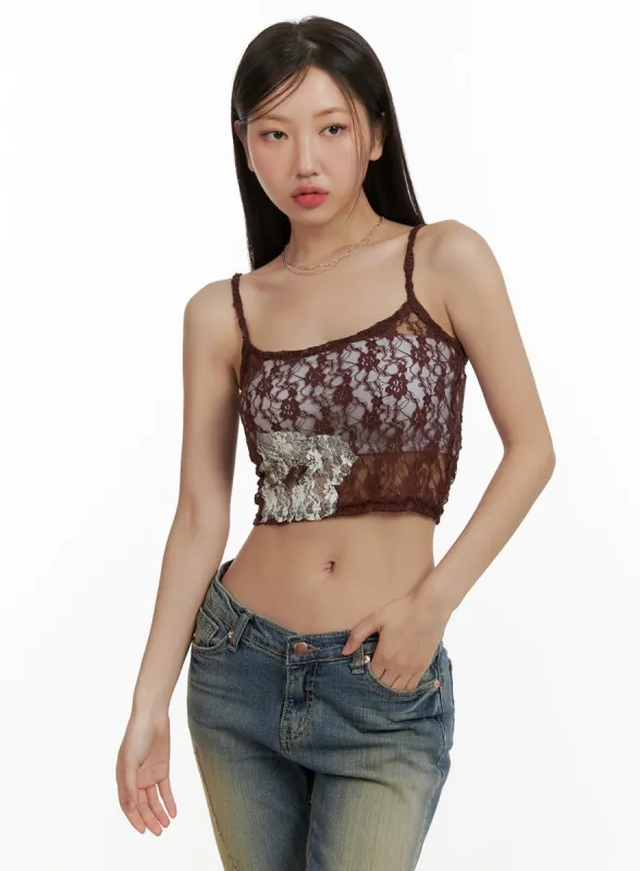 Floral Mesh Lace Cami Top CU405 sold by Lewkin