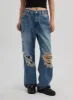 Ripped Wide Leg Jeans CF314 sold by Lewkin