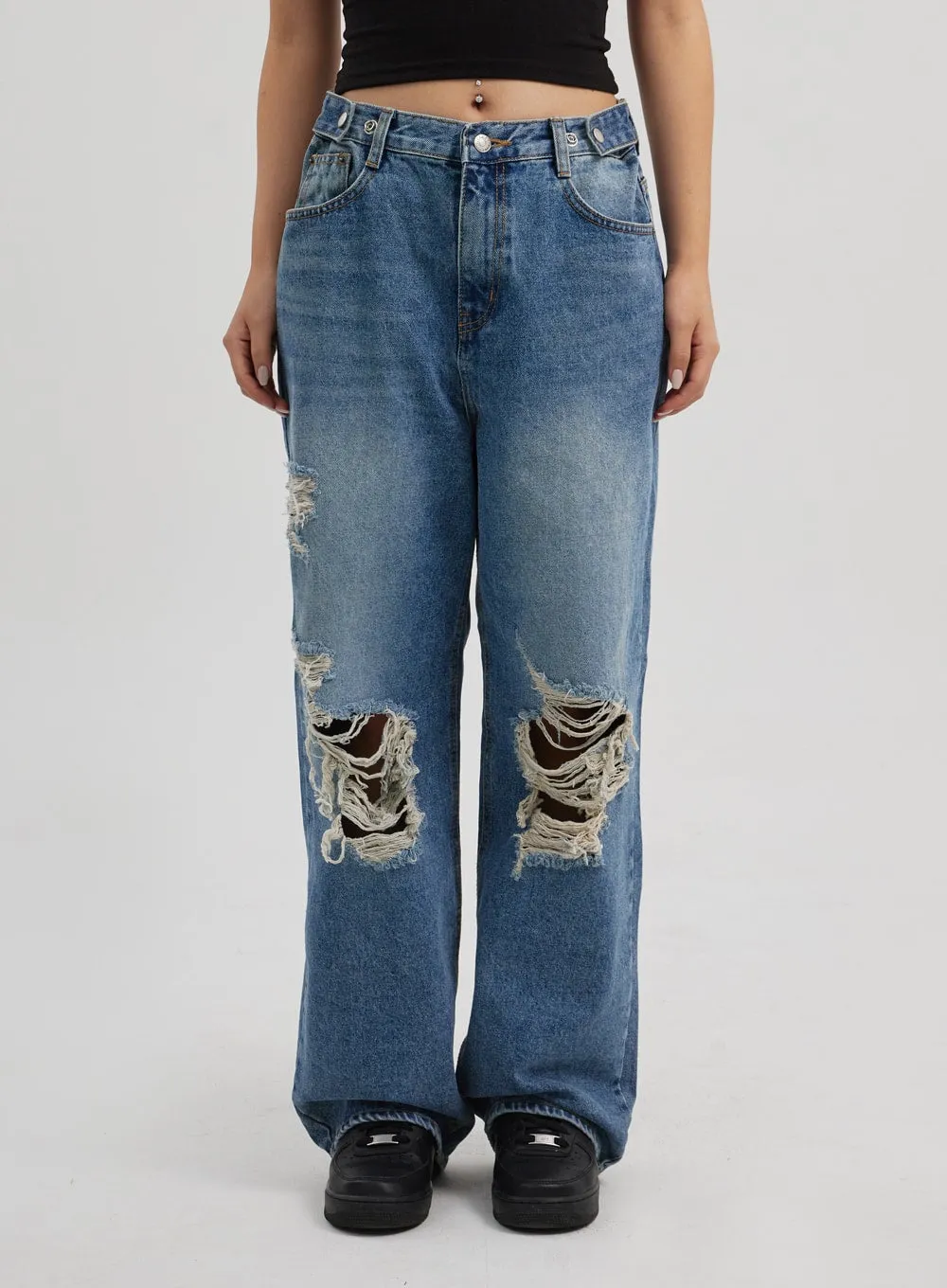 Ripped Wide Leg Jeans CF314 sold by Lewkin product image thumbnail 5