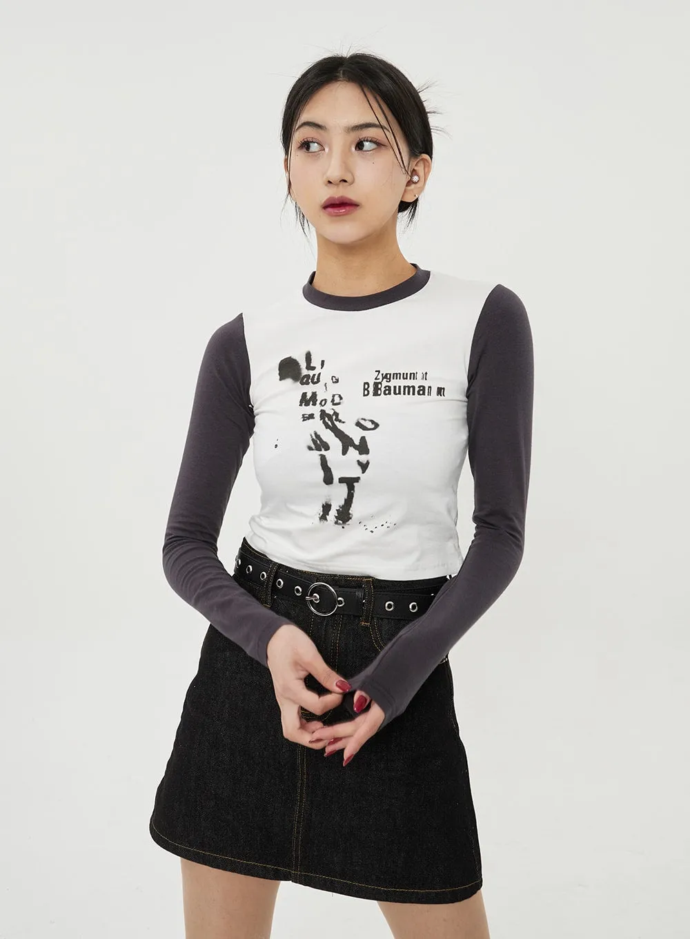 Two Color Graphic Top BF315 sold by Lewkin