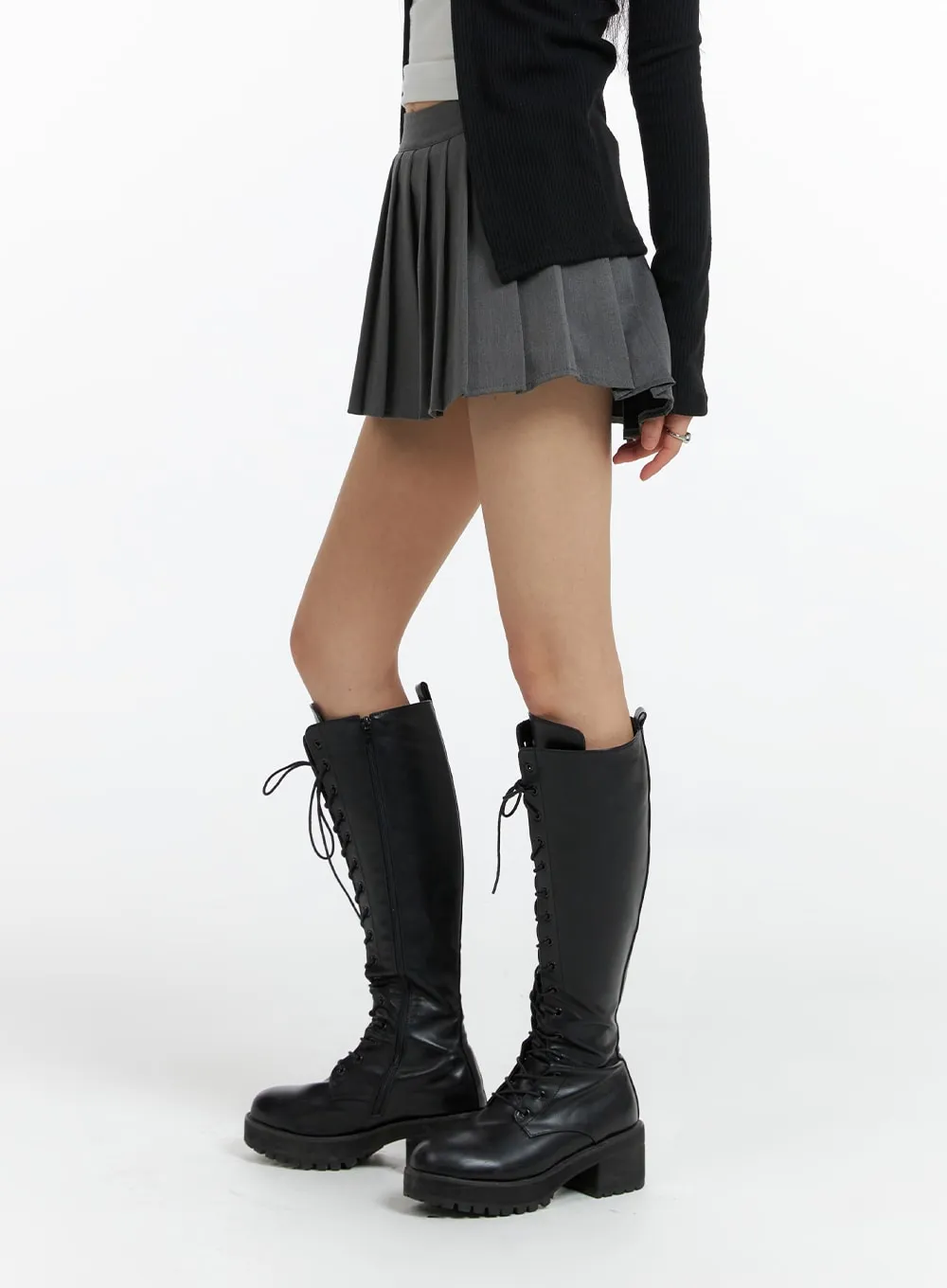 Solid Pleated Mini Skirt CF420 sold by Lewkin product image thumbnail 3