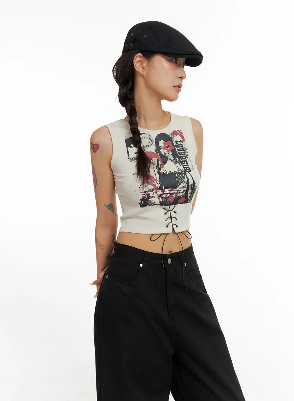 X Strap Graphic Crop Tank Top CL415 sold by Lewkin product image thumbnail 3