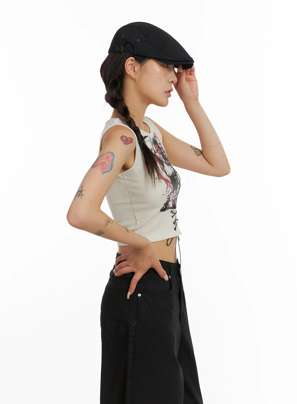 X Strap Graphic Crop Tank Top CL415 sold by Lewkin product image thumbnail 5