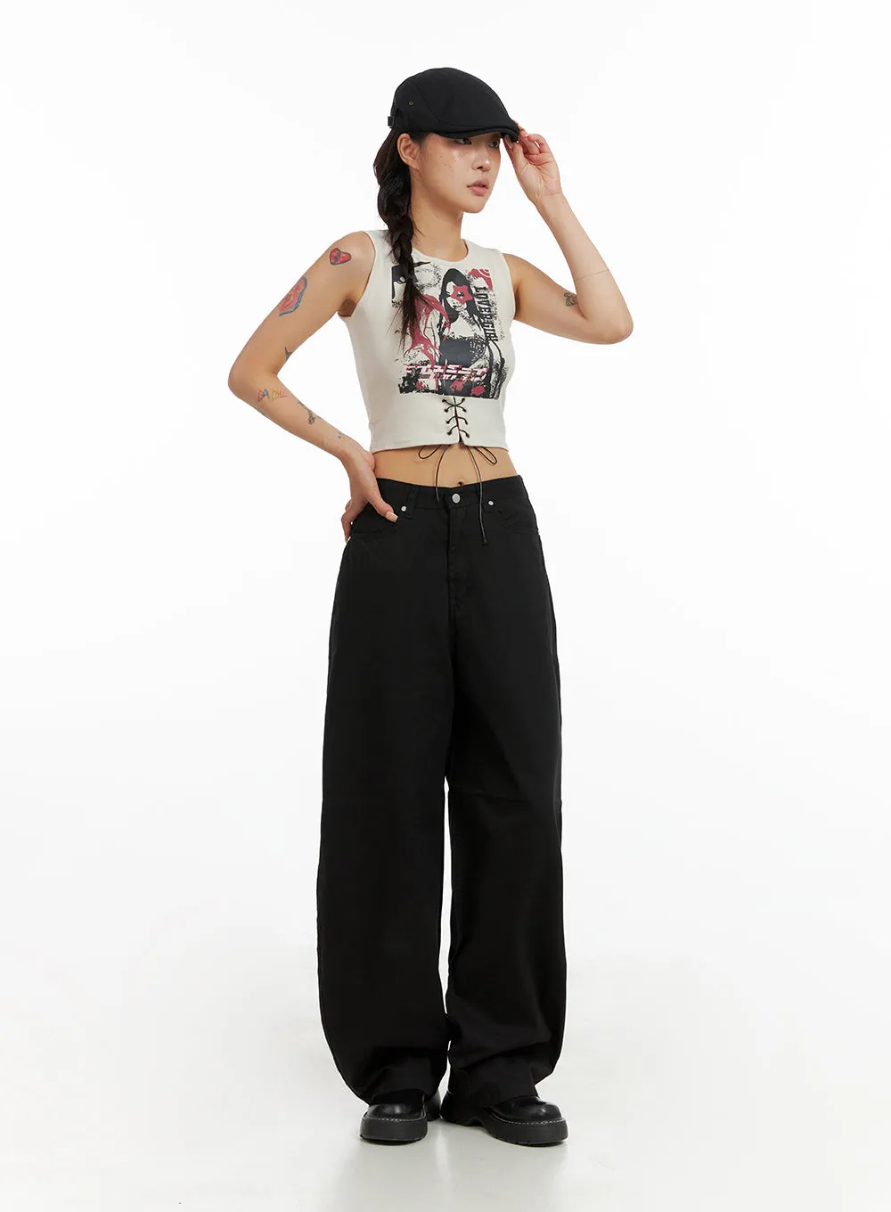 X Strap Graphic Crop Tank Top CL415 sold by Lewkin product image thumbnail 2