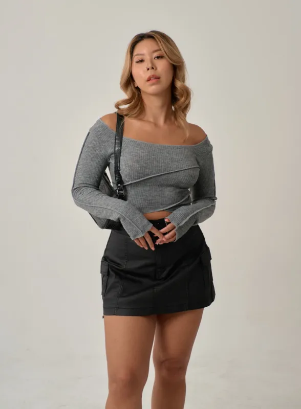 Off-Shoulder Knit Top IN22 sold by Lewkin