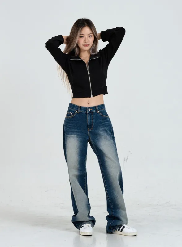 Wide Leg Faded Color Denim Pants CO11 sold by Lewkin