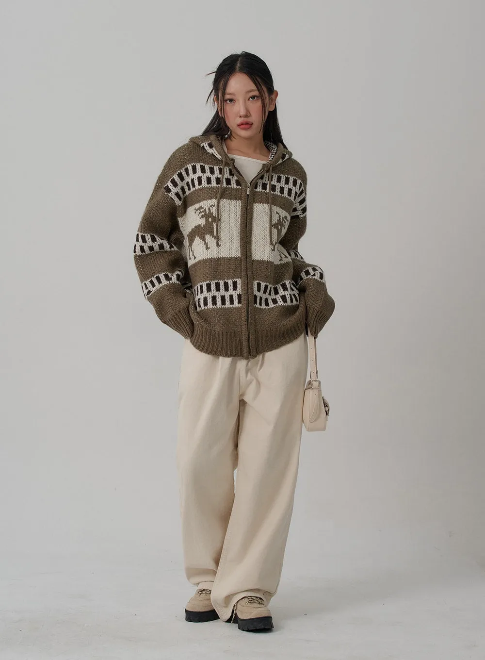 Oversize Hooded Zipper Knit CN03 sold by Lewkin product image thumbnail 3