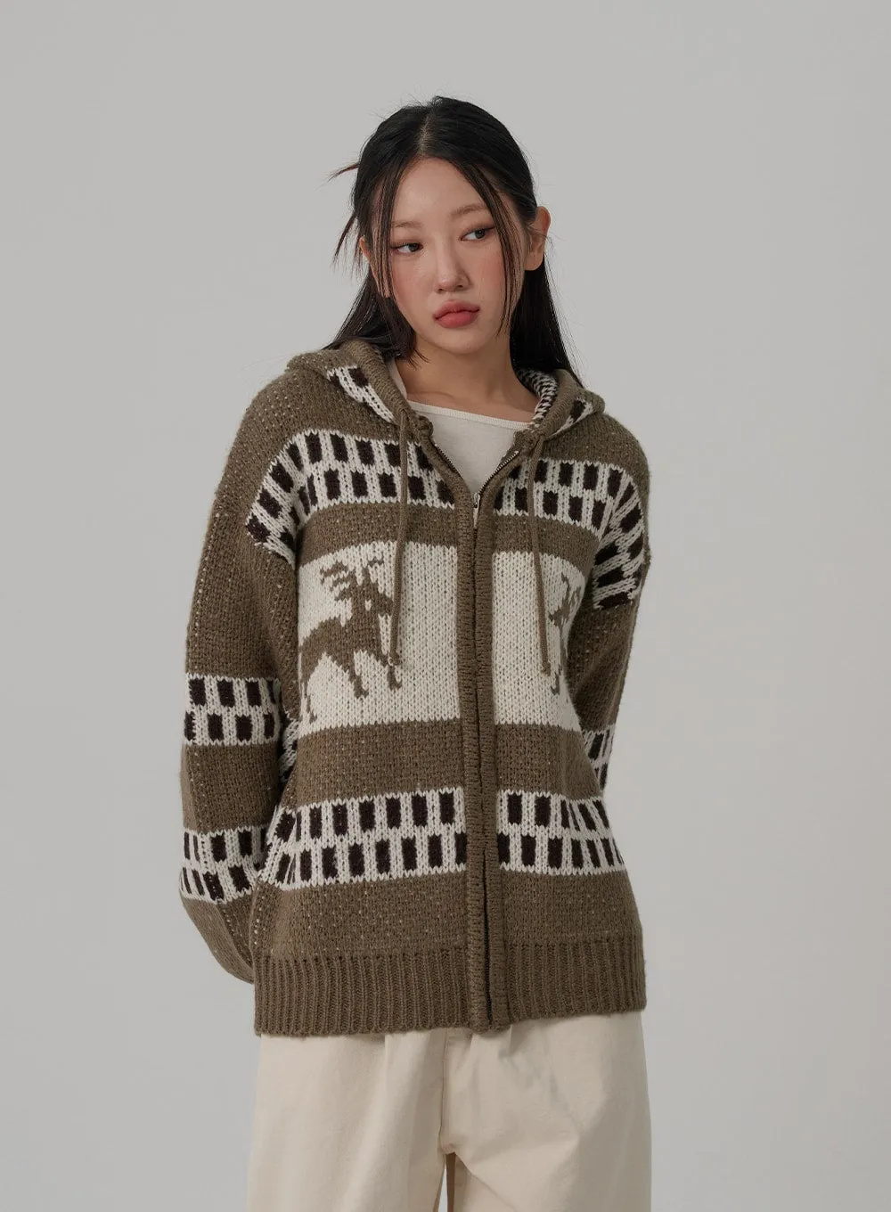 Oversize Hooded Zipper Knit CN03 sold by Lewkin product image thumbnail 2