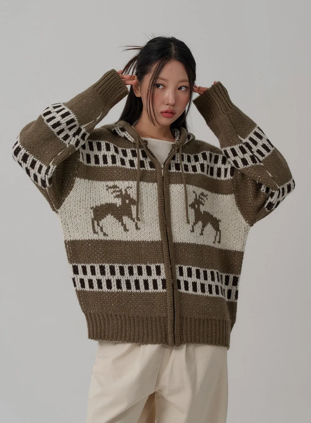 Oversize Hooded Zipper Knit CN03 sold by Lewkin product image thumbnail 5