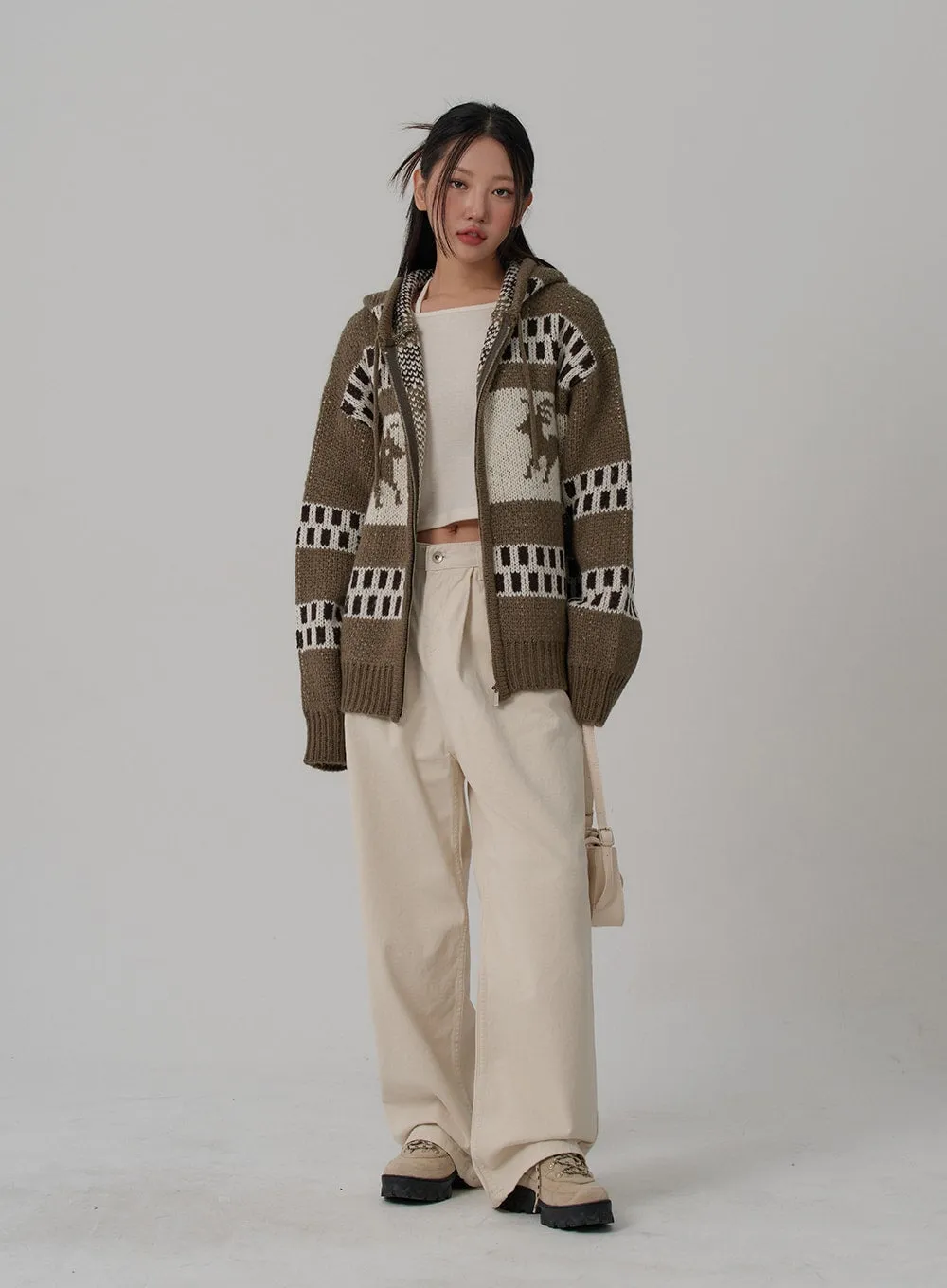 Oversize Hooded Zipper Knit CN03 sold by Lewkin product image thumbnail 4