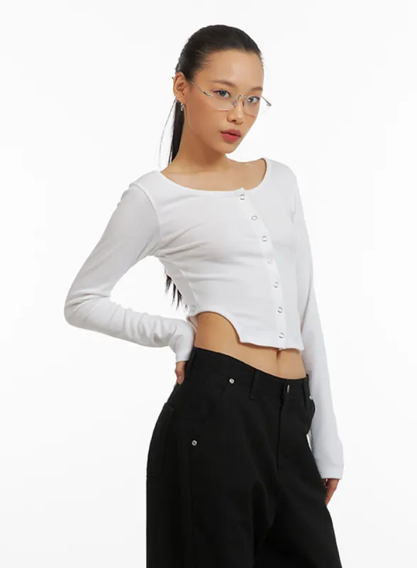 Snap Buttoned Crop Top IA417 sold by Lewkin