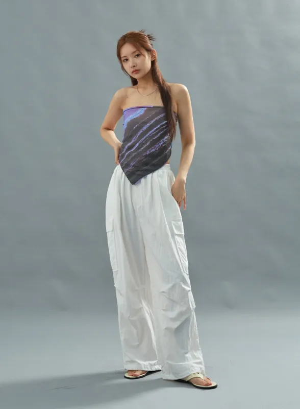 White Nylon Cargo Pants CU21 sold by Lewkin