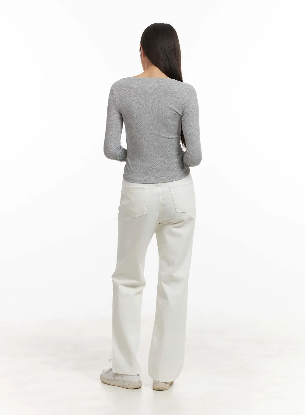Solid Button Long Sleeve Top OA429 sold by Lewkin product image thumbnail 3