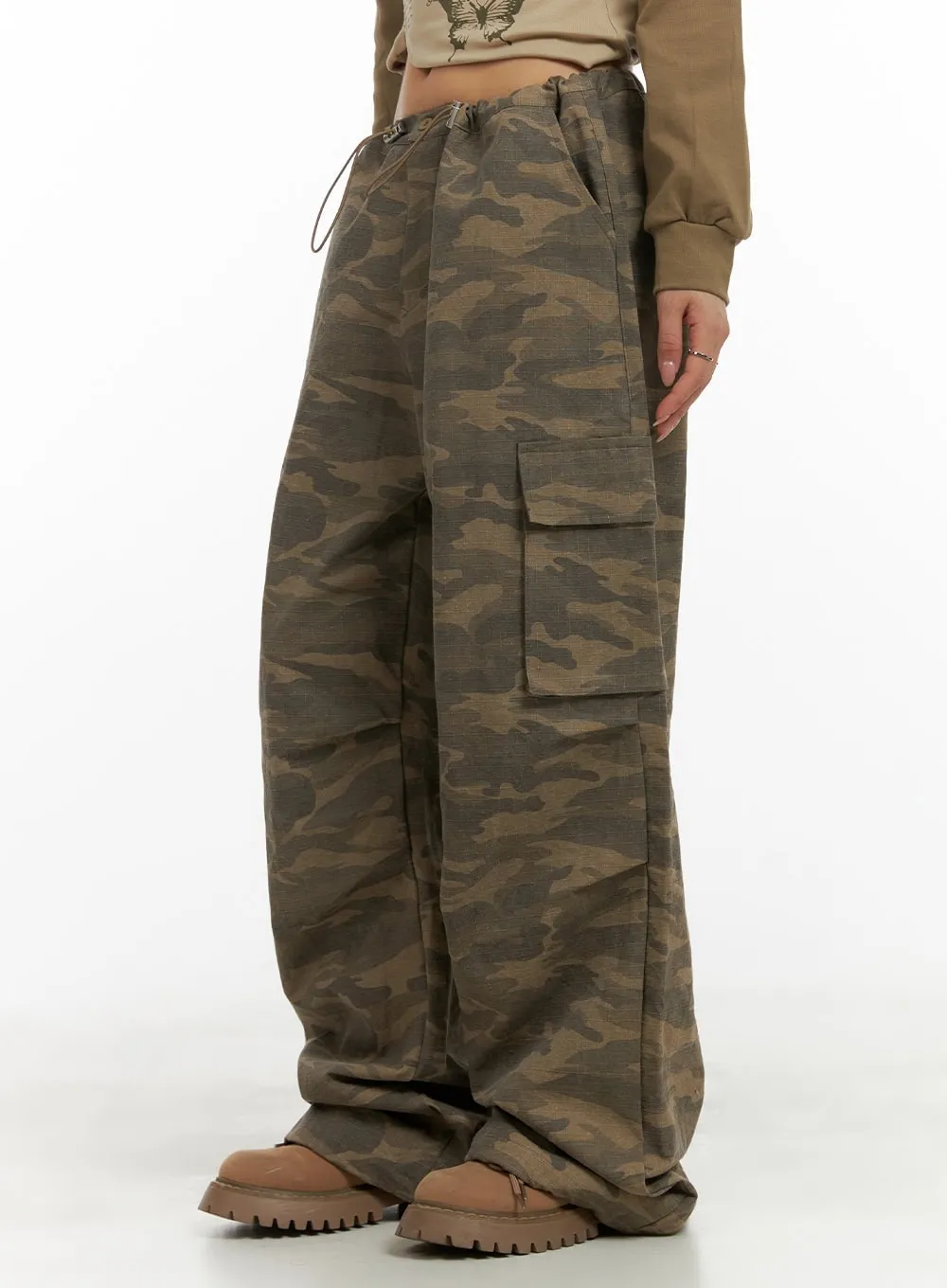 String Waist Camo Cargo Pants CA430 sold by Lewkin product image thumbnail 2