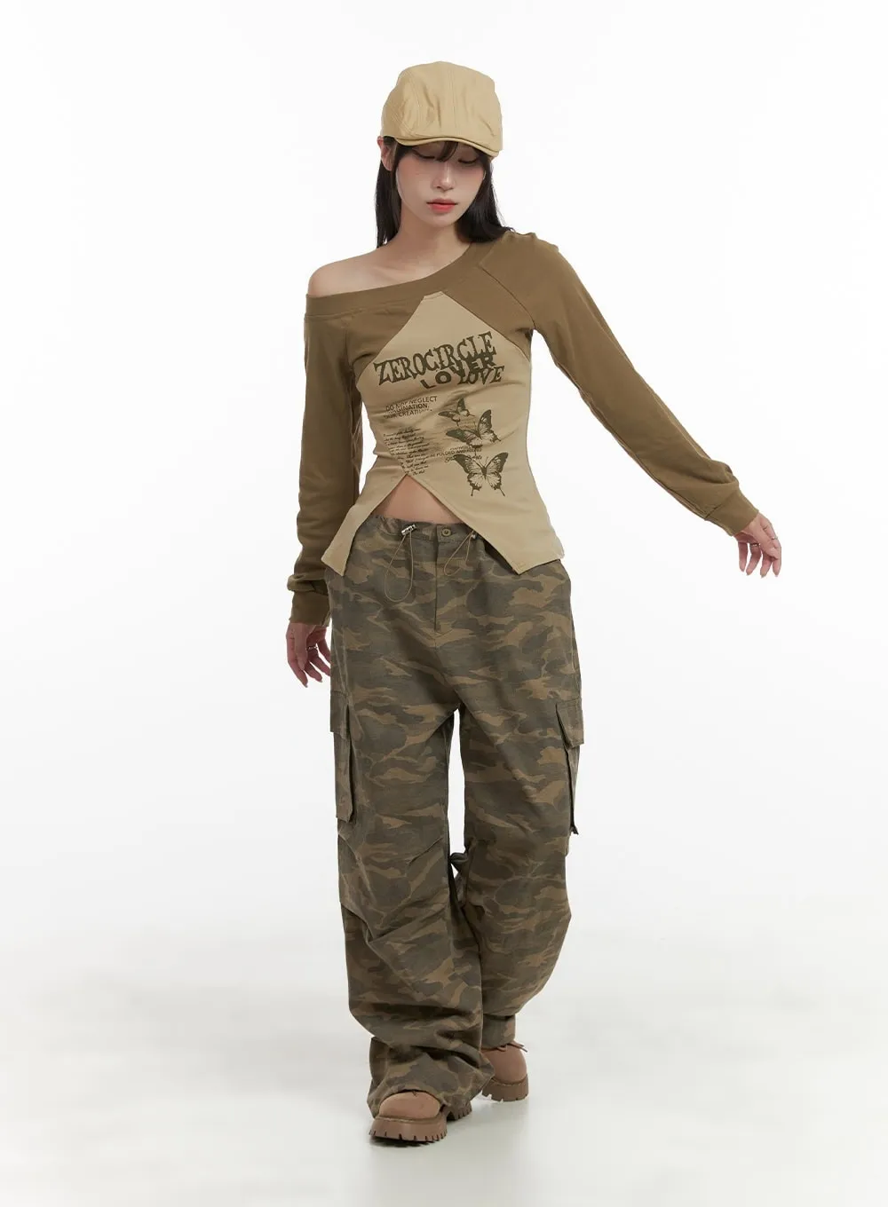 String Waist Camo Cargo Pants CA430 sold by Lewkin