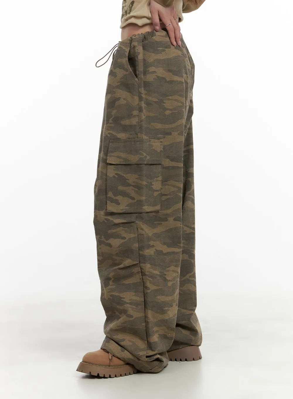 String Waist Camo Cargo Pants CA430 sold by Lewkin product image thumbnail 5