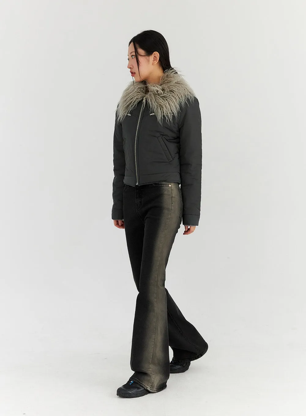 Side Washed Denim Boot Cut Jeans CN315 sold by Lewkin product image thumbnail 3