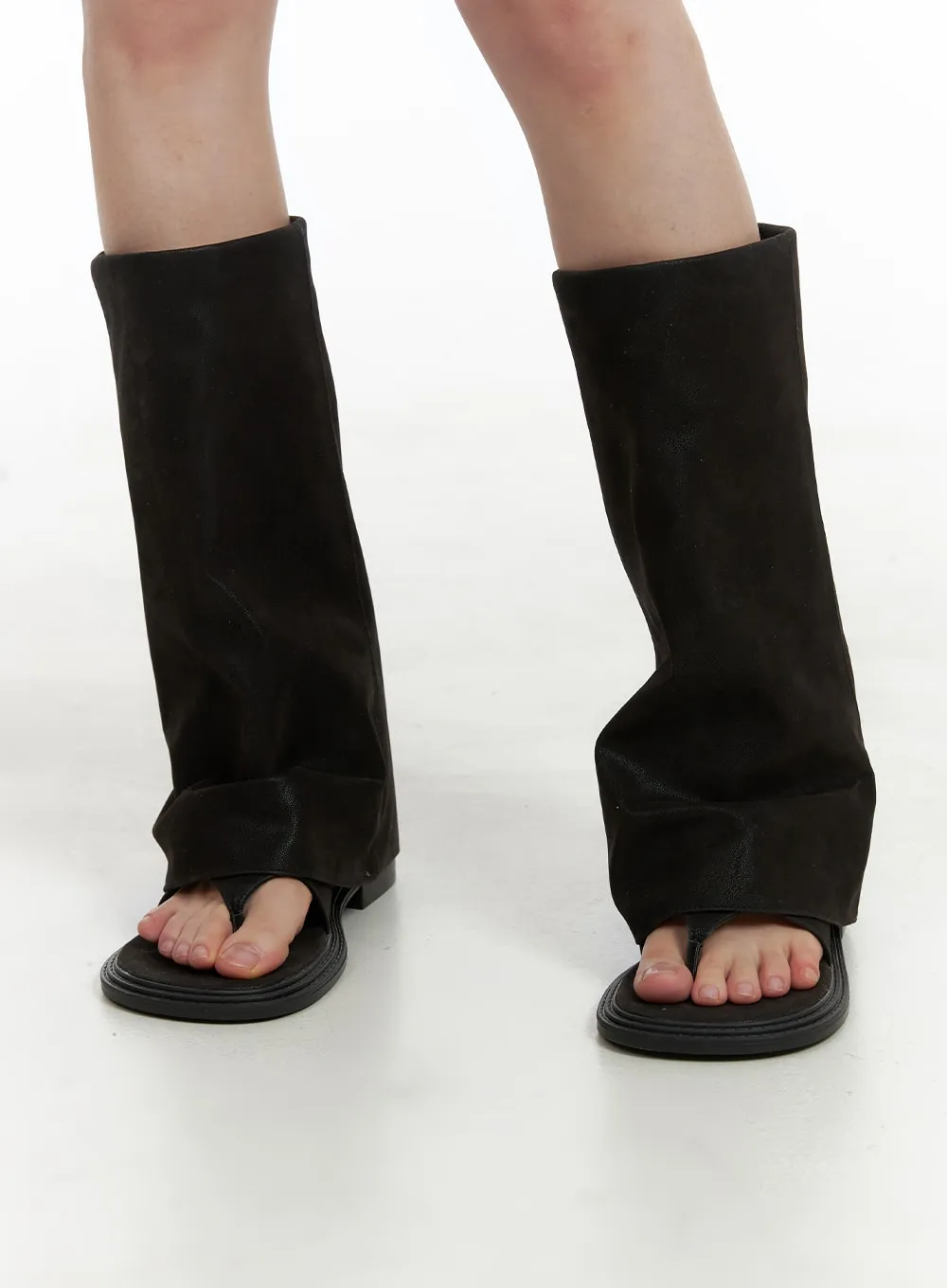 Faux Leather Open Toe Long Boots CA411 sold by Lewkin