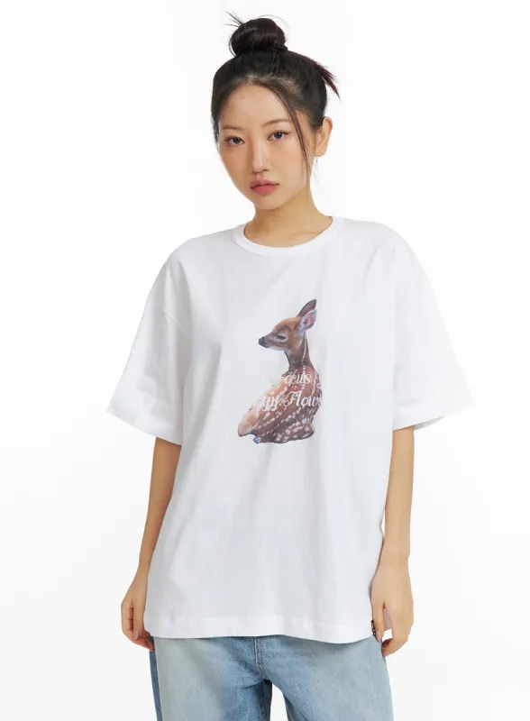 Animal Graphic Short-Sleeve Tee CF419 sold by Lewkin
