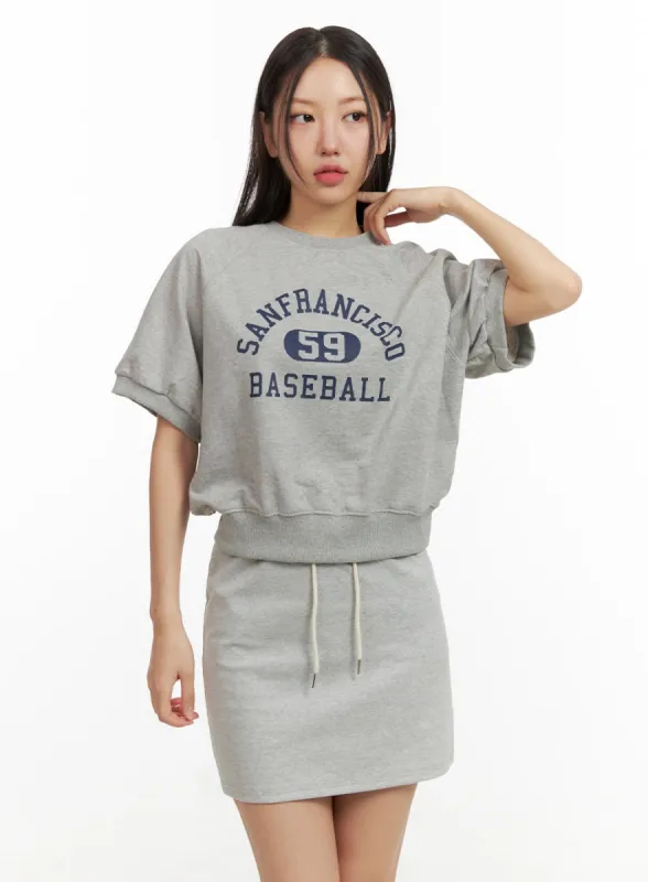 Graphic Short Sleeve Sweatshirt OU407 sold by Lewkin