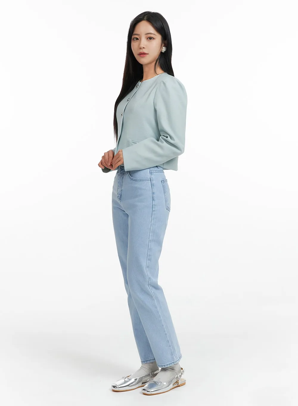 Basic Straight-Leg Jeans OF419 sold by Lewkin
