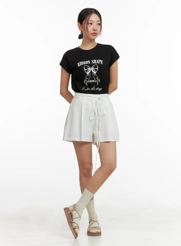 Ribbon Pintuck Summer Shorts OU411 sold by Lewkin