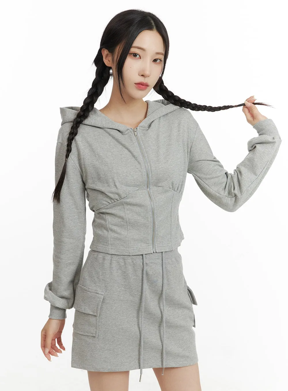 Crop Zip Up Sweat Hoodie CF415 sold by Lewkin product image thumbnail 2