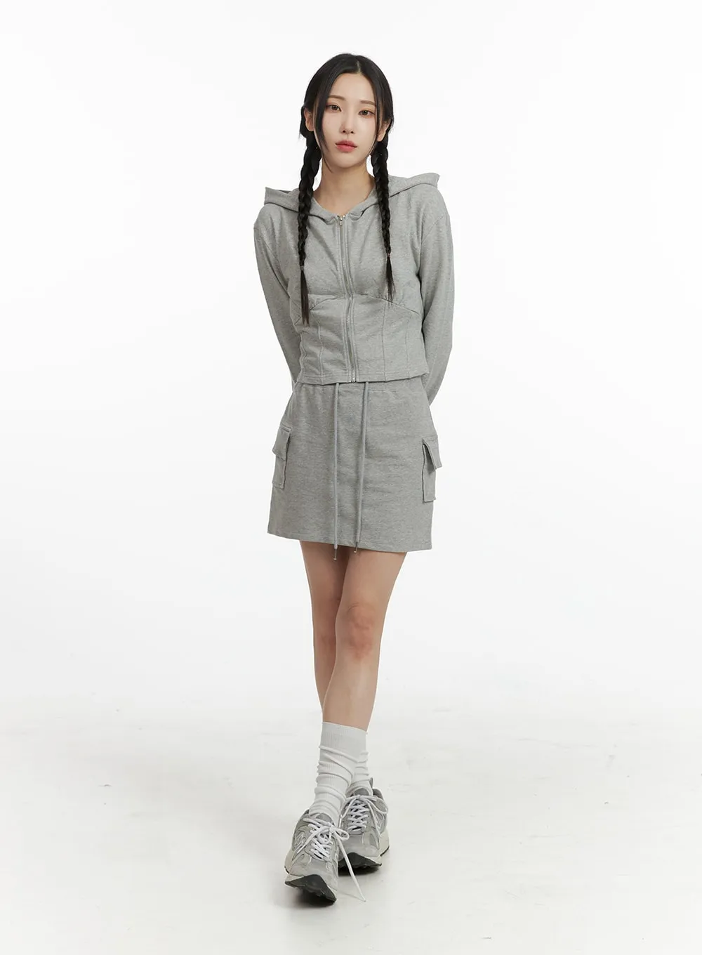 Crop Zip Up Sweat Hoodie CF415 sold by Lewkin product image thumbnail 3