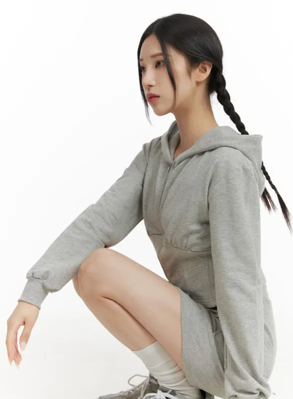 Crop Zip Up Sweat Hoodie CF415 sold by Lewkin
