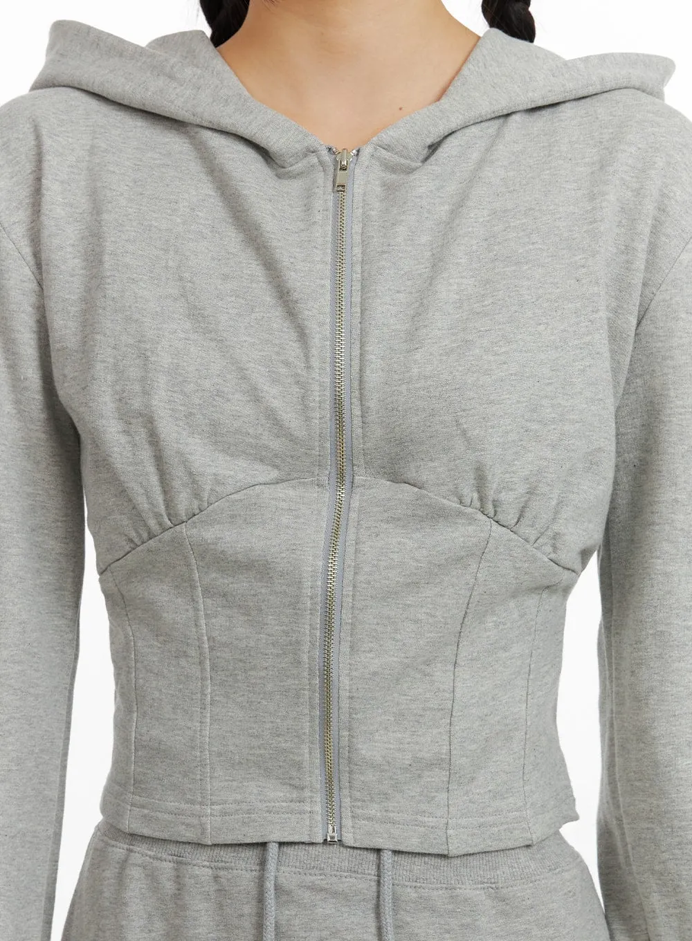 Crop Zip Up Sweat Hoodie CF415 sold by Lewkin product image thumbnail 5