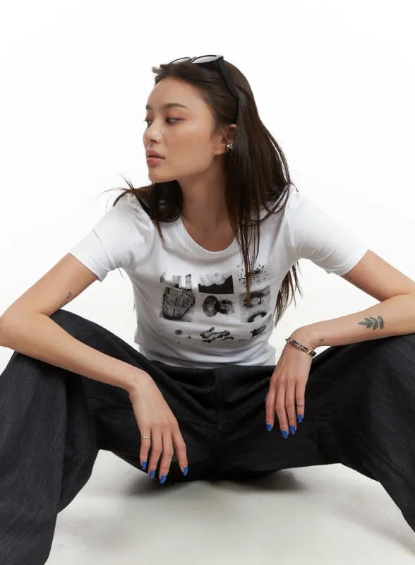 Cotton Graphic Tee CY423 sold by Lewkin