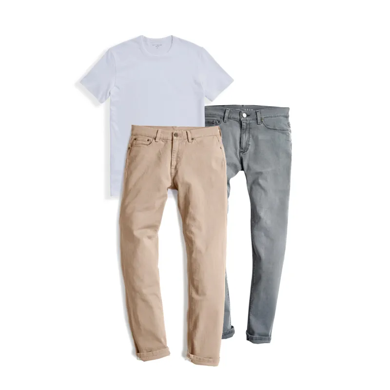 2 jeans + 1 Driggs tee bundle sold by Mott & Bow