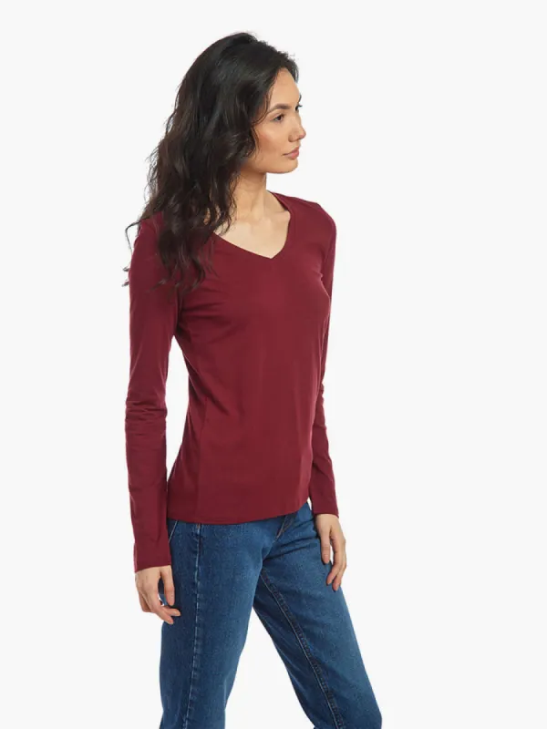 Long Sleeve V-Neck Tee Marcy sold by Mott & Bow
