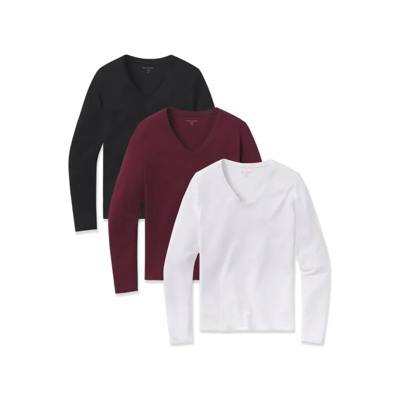 Long Sleeve V-Neck Tee Marcy 3-Pack made by Mott & Bow
