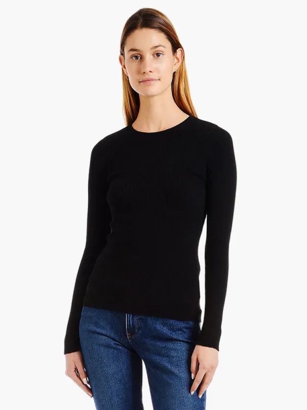 Light Ribbed Cotton/Cashmere Crew Emma Sweater sold by Mott & Bow