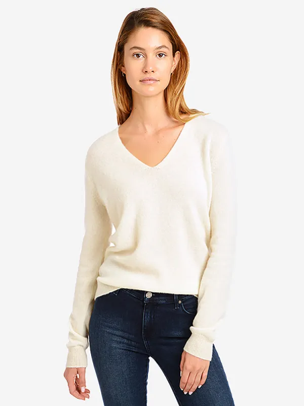 Cashmere V-Neck Willow Sweater sold by Mott & Bow