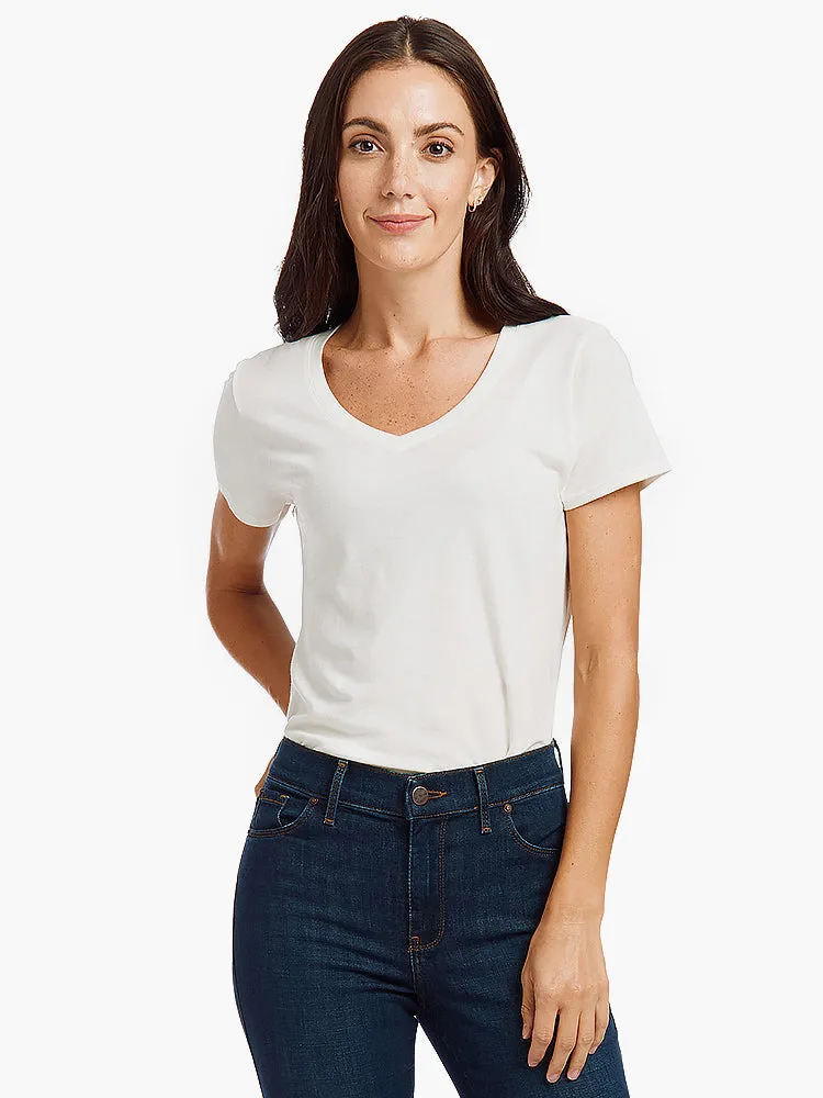 Fitted V-Neck Marcy Tee sold by Mott & Bow