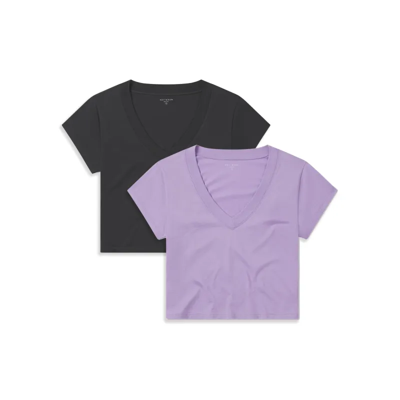 Cotton Boxy Deep V-Neck Tee 2-Pack sold by Mott & Bow