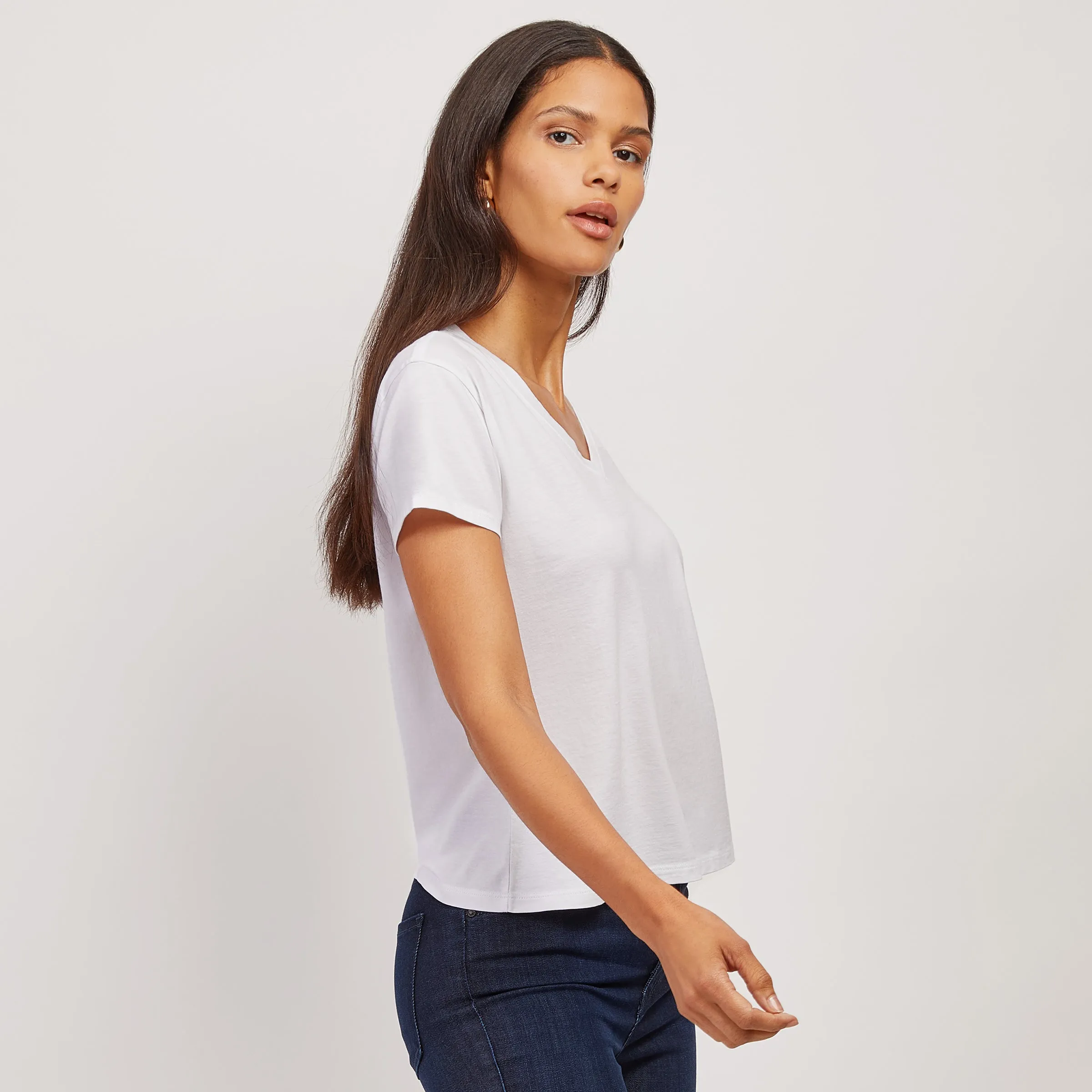 Cotton Relaxed V-Neck Tee sold by Mott & Bow product image thumbnail 5