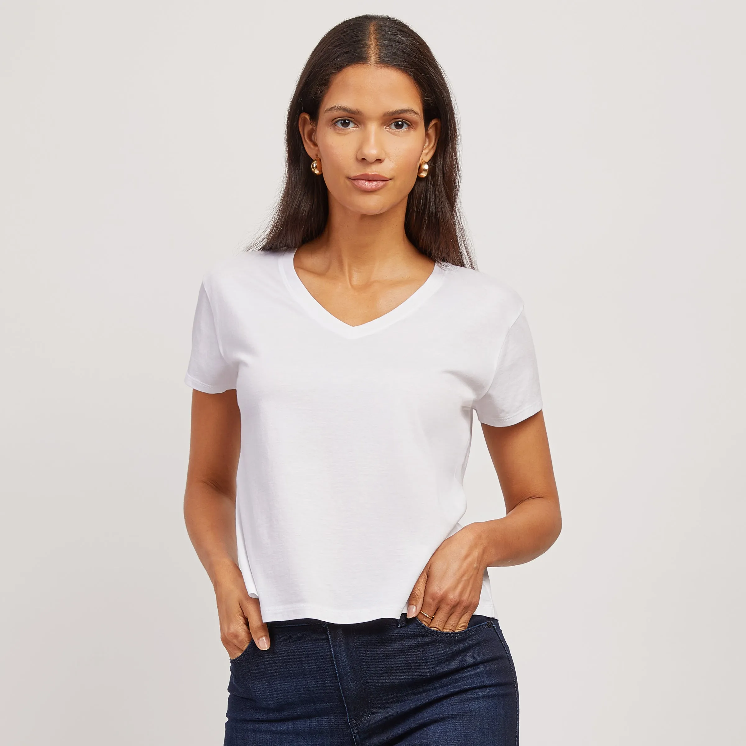 Cotton Relaxed V-Neck Tee sold by Mott & Bow product image thumbnail 4