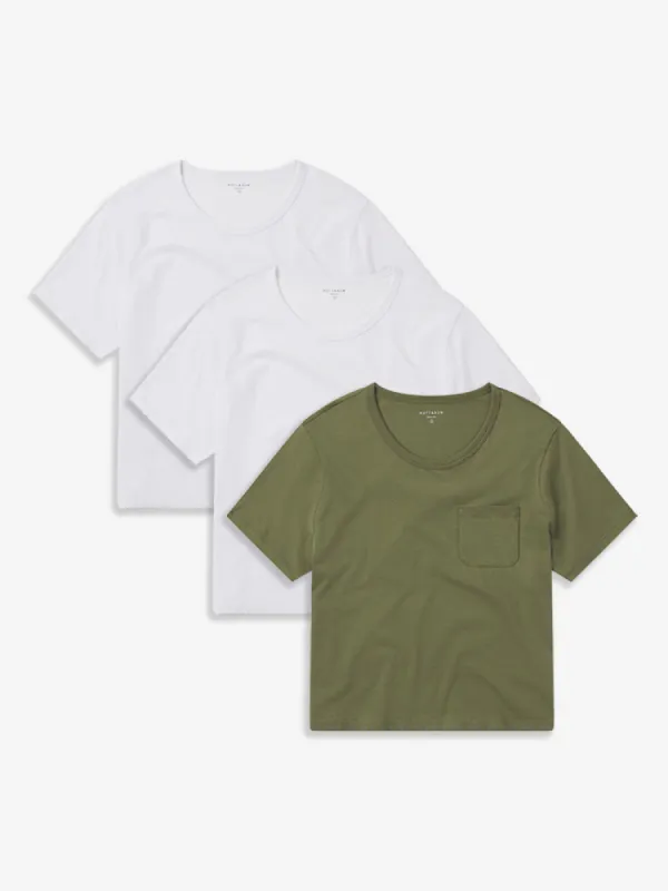 Cotton Boxy Pocket Crew Neck Tee 3-Pack sold by Mott & Bow