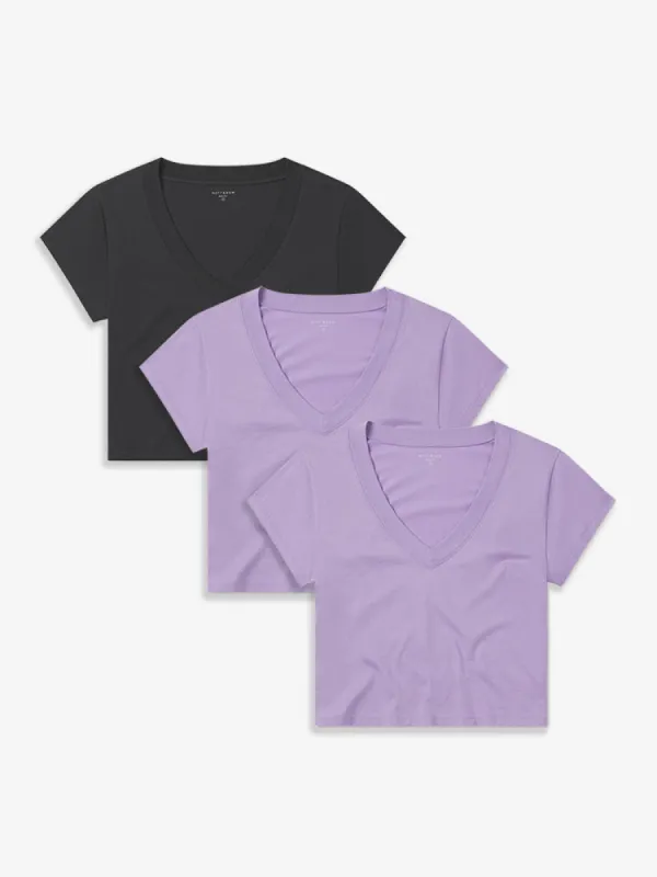 Cotton Boxy Deep V-Neck Tee 3-Pack sold by Mott & Bow