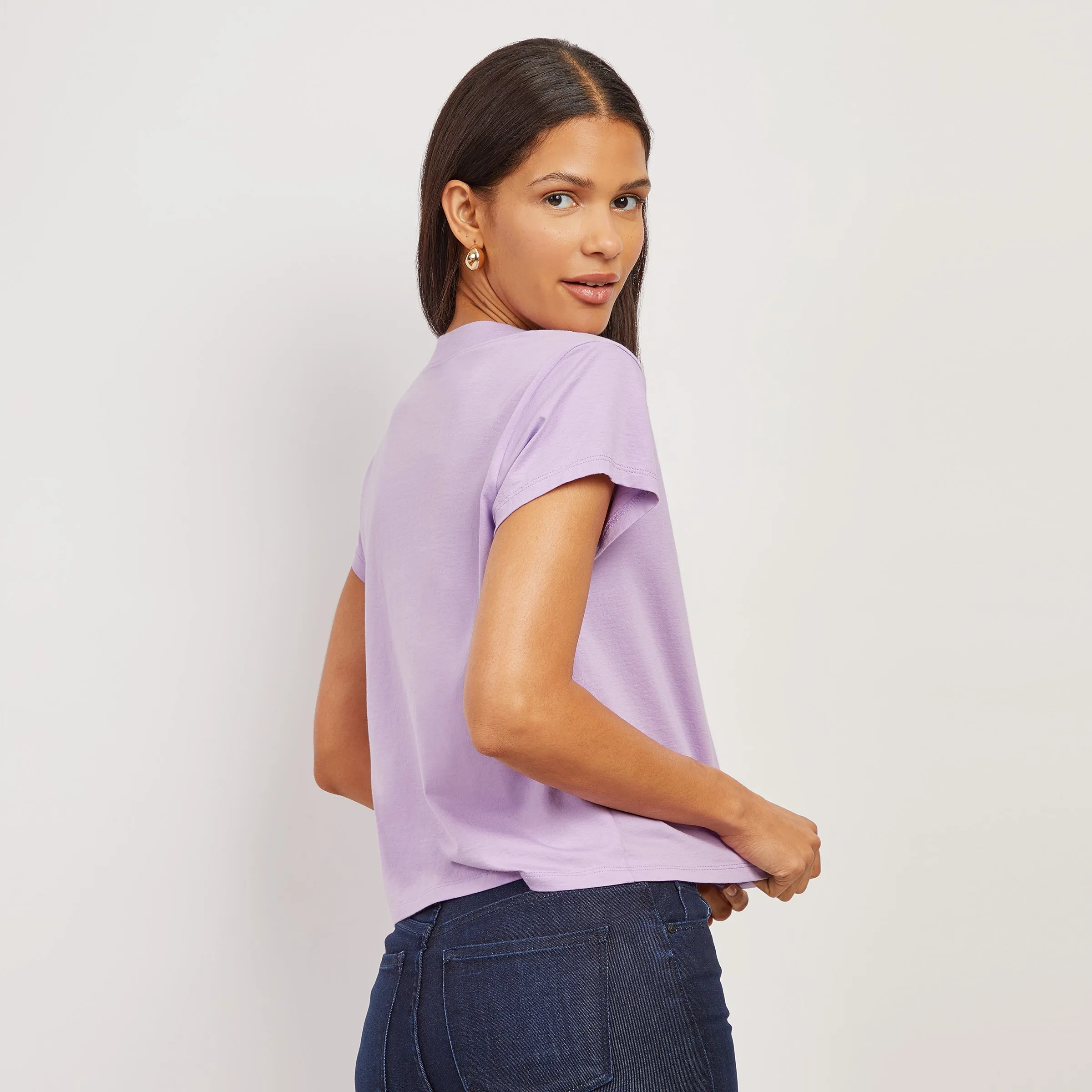 The Cotton Boxy Deep V-Neck Tee sold by Mott & Bow product image thumbnail 5