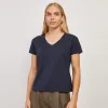 The Cotton Relaxed V-Neck Tee sold by Mott & Bow