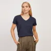 The Cotton Relaxed V-Neck Tee sold by Mott & Bow