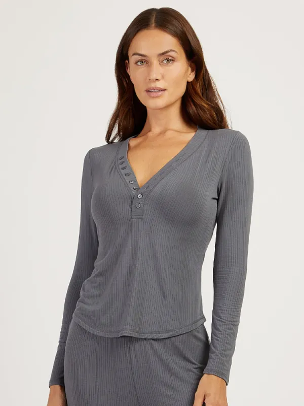 Lounge Long Sleeve Henley sold by Mott & Bow