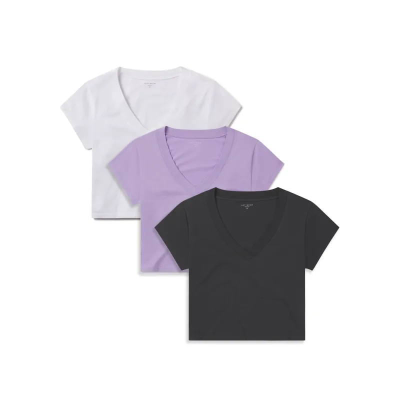 Cotton Boxy Deep V-Neck Tee 3-Pack sold by Mott & Bow