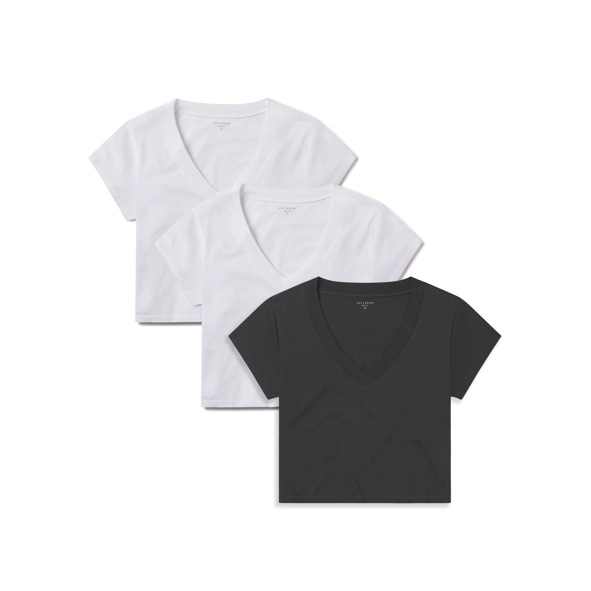 Cotton Boxy Deep V-Neck Tee 3-Pack sold by Mott & Bow