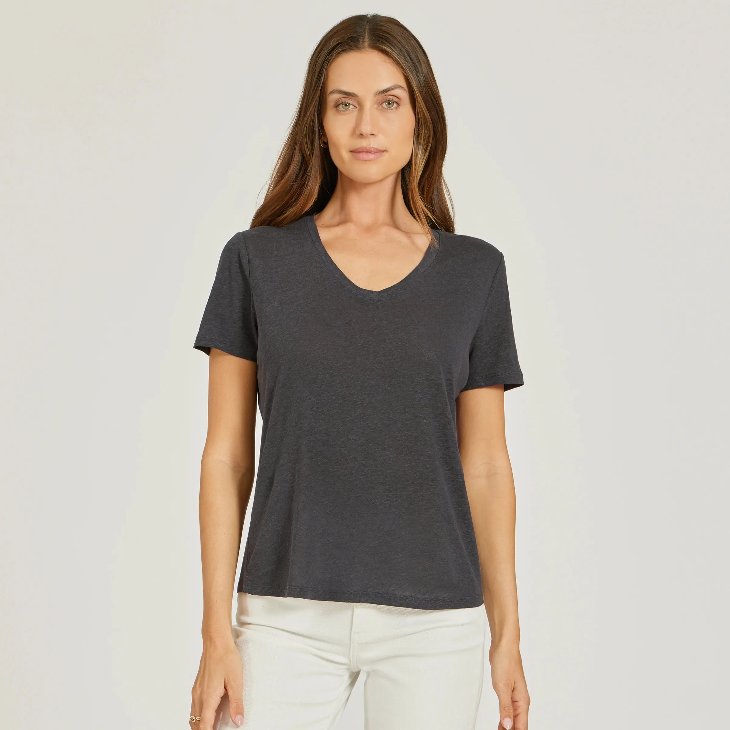 Relaxed Linen Blend V-Neck Tee sold by Mott & Bow product image thumbnail 3